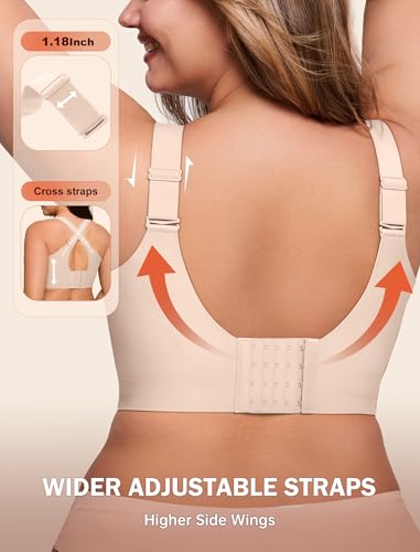 Image of LetsJoli Bras for Women Supportive Wireless Push Up Bra Full Coverage No Underwire Seamless Plus Size for Older Women