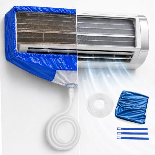 ALBROZCO Mini Split Cleaning Kit Leak Proof AC Cleaning Bag with Clear Window, Waterproof Cleaning Cover & 9ft Drain Hose for Wall Mounted Mini Split AC Units, Small 27–39 Inch