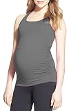 CLOYA Maternity Long Racerback Tank Top (M, Charcoal)