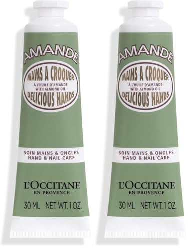 Image of L'Occitane Almond Delicious Hand & Nail Cream : Irresistible Scent | Softening | Moisturizing | Infused With Almond Oil | 24-hour hydration* (Pack of 2)