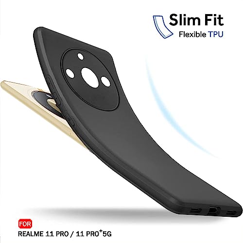 Image of TheGiftKart Sleek Back Cover Case for Realme 11 Pro / 11 Pro Plus 5G | Slim Fit Protective Design | Camera Protection Bump | Ultra Matte Soft Silicon Back Cover for Realme 11 Pro /Pro Plus (Black)
