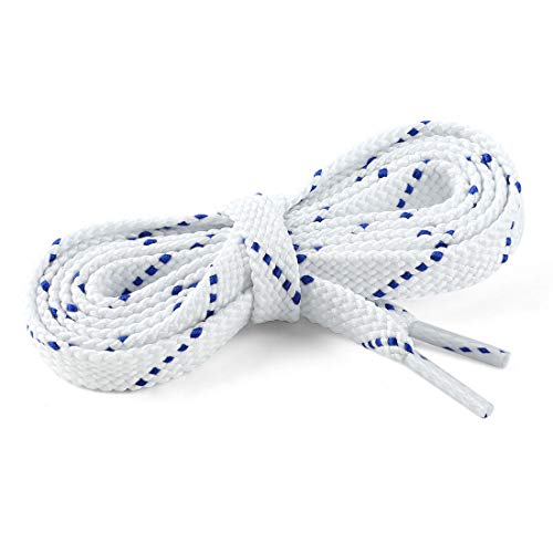 Lacets plats bicolores en sergé pour baskets décontractées blanc et bleu 100 cm - 2