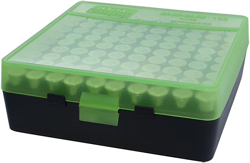 MTM Case-Gard P-100-3-16T Ammo Box, 100 Round Flip-Top, Fits 38-357, Durable, Scuff Resistant Ammo Storage, USA Made, Green/Black