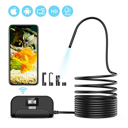Wireless Endoscope, Dr.meter 2.0 Megapixels 1080P IP68 Waterproof Inspection Camera with Semi-Rigid 3.5M
