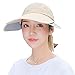 Flyou Sun Hats Unisex Summer Hat Outdoor UV Protection Wide Large Brim Cap Beach Visor Empty Top Caps Foldable (Beige)