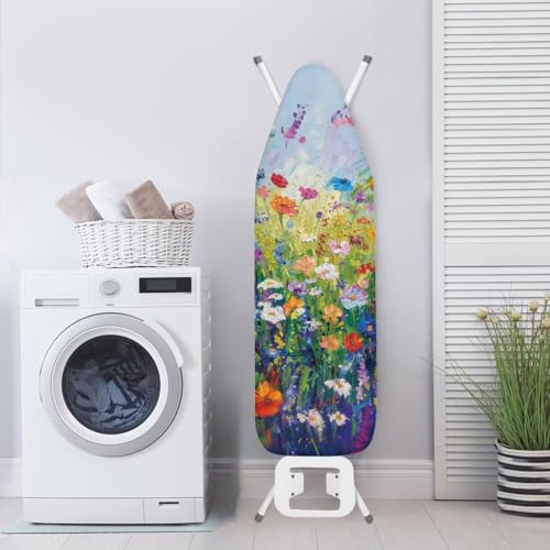 Image of Wild Floral Art Ironing Board Cover, Stain Resist, 15''x54'' Standard Size Ironing Board Cover with Elastic Edges