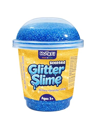 Image of HOTKEI Blue Glitter Slime for Kids 3+ Years Super Stretchy Soft and Smooth Shiny Non-Toxic Sparkle Fun Slime Toy Birthday and Return Gift for Boys and Girls