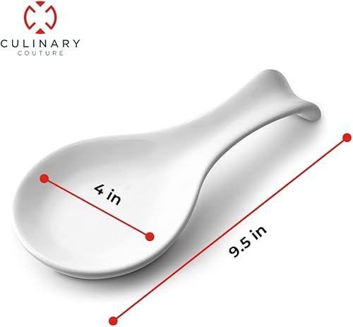 Miniatura 3 de Culinary Couture Soporte para cucharas de cerámica  Juego de 2  Soporte para cuchara para estufa  Capacidad para cucharas grandes y pequeñas,