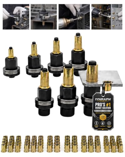Carbon Steel Rivet Nut Tool Set Manual Blind Insert Mandrel Replacement Nosepiece Hand Riveter Gun Dual Purpose Hardware Kit Metric M3 M4 M5 M6 M8 M10 M12 Automotive Industrial Applications