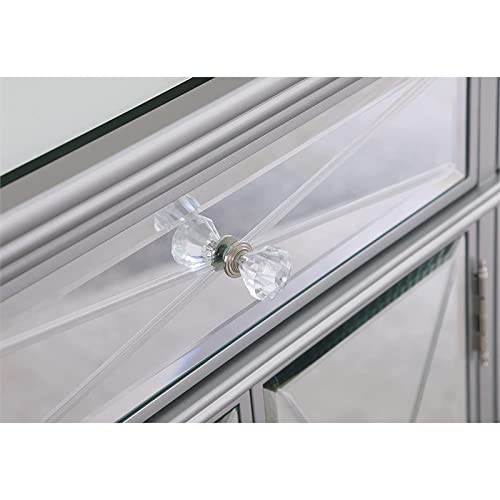 Bowery Hill Contemporary Mirrored Wood Buffet Console Sideboard In Silver Finish With 4 Cabinets And 5 Drawers #TOP4