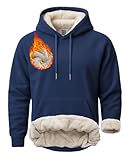 Boladeci Mens Sherpa Lined Hoodies Sweatshirts Navy Blue Fleece Pullover Heavyweight Winter Cold Weather Warm Thick XL