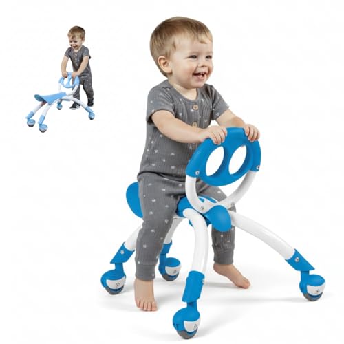 YBIKE Pewi Walking Ride On Toy - from Baby Walker to Toddler Ride On for Ages 9 Months to 3 Years Old, YPIW3, Blue