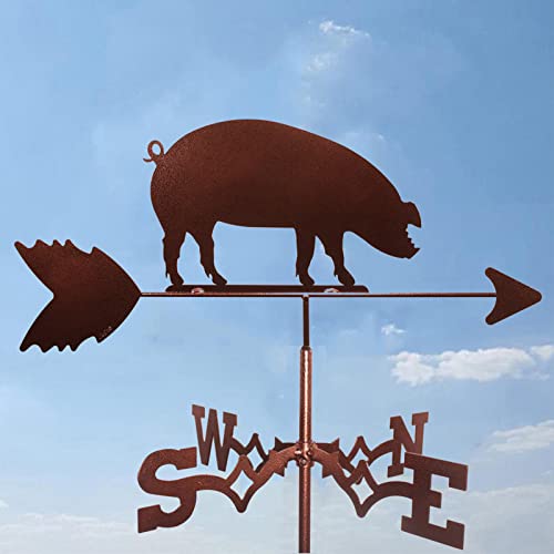 Cnmji Stainless Steel Weathervane Pig Weather Vane, Retro Durable Farm Scene Garden Stake Wind Vane, Decorative Wind Direction Indicator For Outdoor Measuring Tool #TOP23