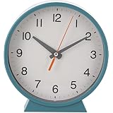 不二貿易 置き掛け兼用 時計 アナログ 静音 小型 幅16.2×奥行4.3×高さ17.1cm 置き時計 掛け時計 シンプル ブルーグリーン エルフ 29870