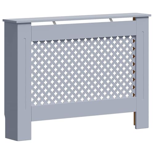 vidaXL Radiator Cover Anthracite, MDF with Water Base Lacquer Finish, Accommodates 44.1" x 7.5" x 32.1" Radiator Size, Modern Slatted Design