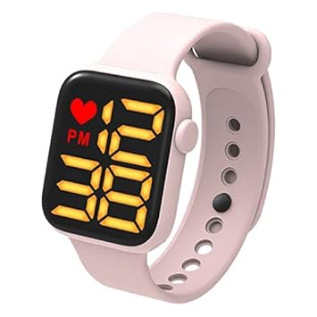 MANDAVIYA Creation Digital Dial LED Display Smart Design Kids Watch for Boys & Girls (Peach)