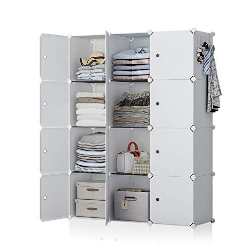 Yozo Cube Storage Organzier Portable Closet Wardrobe Bedroom Dresser (42X14X56 Inches) Portable Closet Cube Shelf Armoire Pantry Cabinet, 12 Cubes, White #TOP8