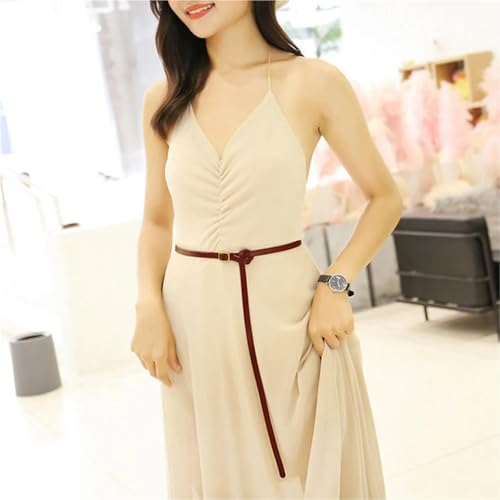 Decorative Belt Narrow Leather Belts For Women Decorative Waistband For Dress Or Skirt Or Overcoat Girdle Width 1.0 Cm for Country Concert Outfit(105cm,Brown)3