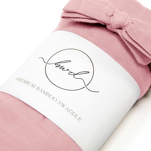 Image of BWD Baby Swaddle Blanket - Ultra-Soft Bamboo Viscose & Organic Cotton Muslin - Lightweight, Breathable, Stretchy - Newborn Essential 47 inch (Dusty Rose)