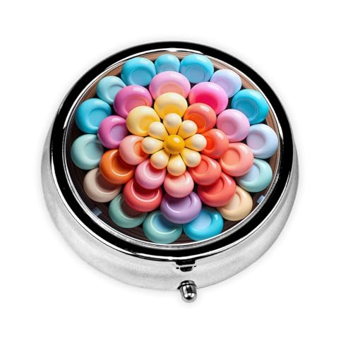 Cute 3-Compartments Round Pill Box Colorful Candy Small Pill Case Portable Medicine Dispenser,for Pocket Purse