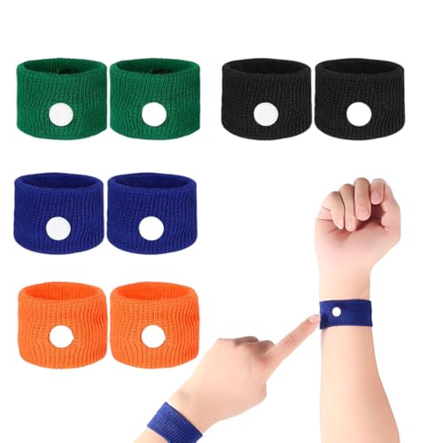 FUHAMJ 8 Pulseras Antimareos, Pulsera Antimareos Para Coche, Pulsera Antimareos Para Deportes O Náuseas Matutinas(4 Colores)