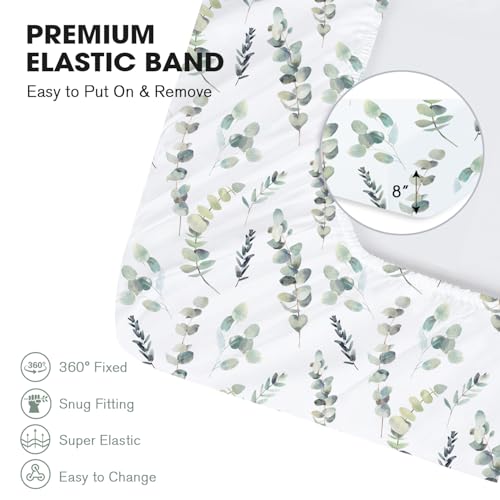 Image of Little Grape Land Crib Sheets 4 Pack for Boys and Girls, Baby Neutral Crib Fitted Sheets for Standard Crib & Toddler Mattress, Super Soft Breathable Fitted Crib Sheet Set, Leaves & Safari