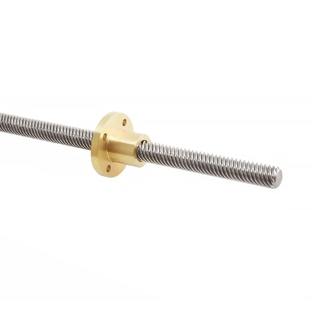 Tornillo trapezoidal de acero inoxidable T12 de 12 mm, tornillo de paso de 2 mm con tuerca de latón, 1 pieza(100mm)