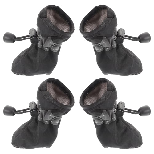 Garneck Bottines Imperméables Semelle Antidérapante en Tissu Noir pour Chiens de Taille Moyenne 4pcs Faciles à Mettre, pour Aventures et Conditions Enneigées