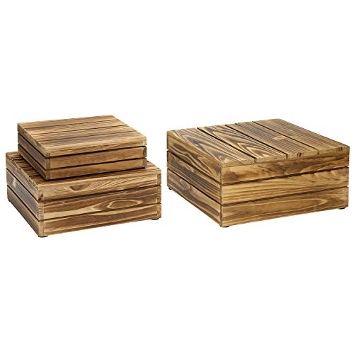 Mygift 3 Piece Rustic Dark Brown Solid Wood Dessert Cake And Cupcake Stand, Decorative Box Display Risers #TOP5