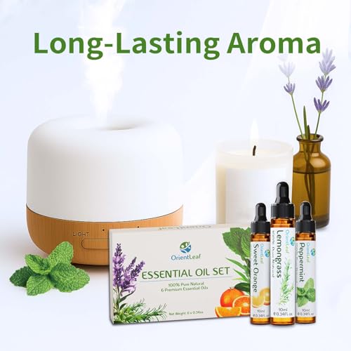 Essential Oils Set for Diffusers, Christmas Essential Oils Gifts for Women, Aromatherapy Stocking Stuffers, Lavender, Eucalyptus, Lemongrass, Sweet Orange, Peppermint, Tea Tree (6x10ml) - Image 4