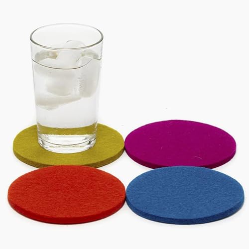 Graf Lantz - Bierfilzl Merino Wool Round Coasters Set of 4 - Electric (4" Circles) - Absorbs 30% of Weight - German Wool - Heat Resistant, Sustainable, & Reusable - Home Decor & Coffee Table Decor