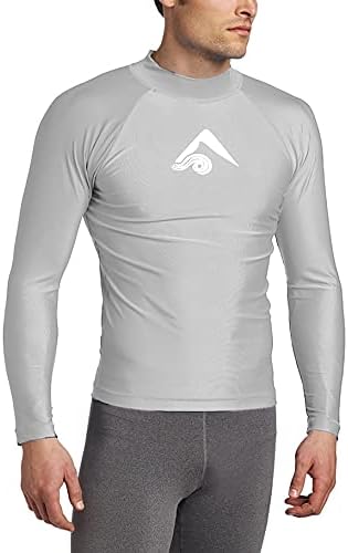 Kanu Surf Men's Long Sleeve Platinum UPF 50+ Rashguard, Grey, Large