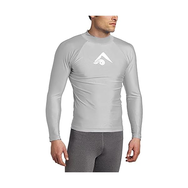 Kanu Surf Men's Long Sleeve Platinum UPF 50+ Rashguard, Grey, Large