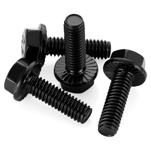 Image of 1 /4-20 x 1 Flange Hex Head Bolts, Stainless Steel 304 Black Finish, Fully Threaded, 25 PCS