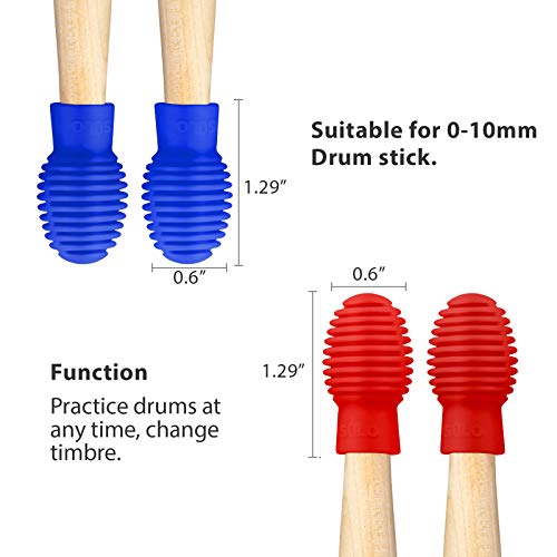 image for Frienda 4 Pieces Drum Mute Drum Dampener Silicone Drumstick Silent Pra