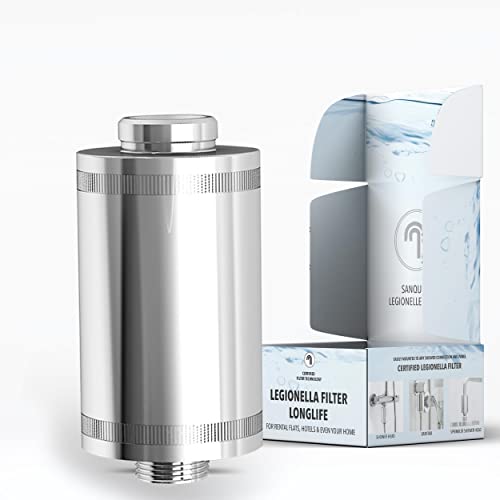 sanquell Legionellenfilter Dusche Badewanne Longlife | Zertifiziert | Komplettset mit Austauschfilter | Sofortschutz für Zuhause, Wohnung, Hotel | formschön & diskret Cover