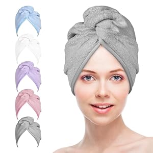 Microfiber Hair Towels Wrap Turban: 5 Packs Curly Hair Quick Dry Towel Set for Women – Hair Drying Towel Hair Dryer Shower Cap & Hair Accessories for Hair Care