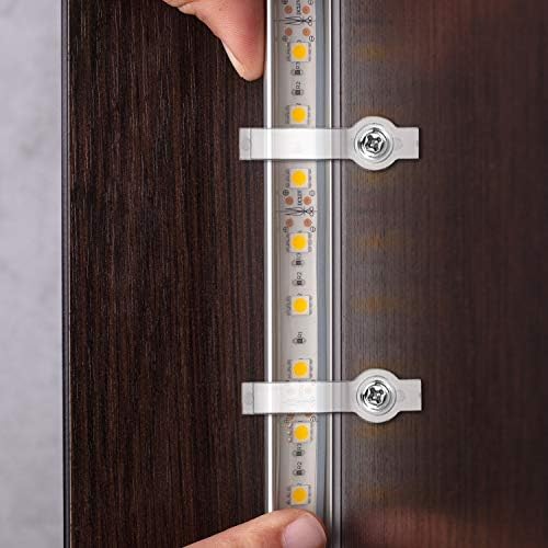 Miniatura 4 de Boao 200 paquete de soportes de montaje de tira de luces LED de Navidad, clips de fijación, abrazaderas de luz LED de un lado con tornillos para 10