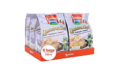 Loacker Quadratini Wafer Cookies - Premium Blueberry-Yogurt - 3.88 oz, 6 Pack