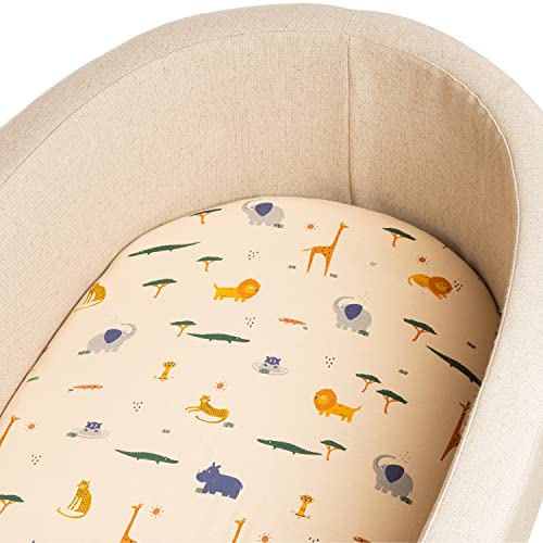 Premium Fitted Bassinet Sheet - Pack of 1 for Standard Bassinets, 100% Soft Organic Cotton, One Size Fits All - Baby Bassinet Sheets for Baby Boy and Baby Girl, Breathable, Stretchy & Durable