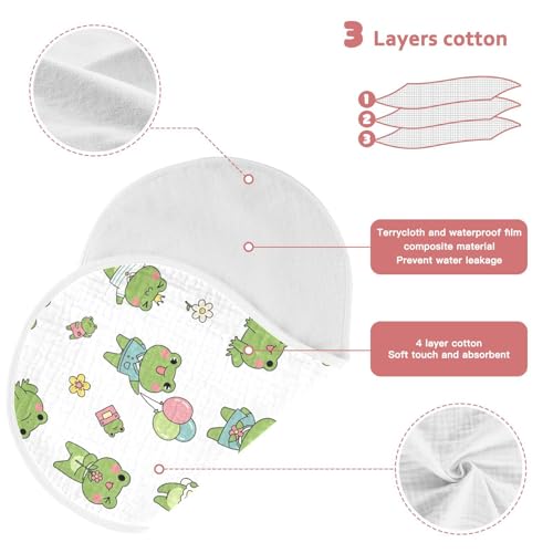 J JOYSAY Flowers Frog White Baby Burp Cloths for Boys Girls Large 22''x11'' Cotton 4 Layer Neutral Burp Clothes for Spit Up Babies one sizex43