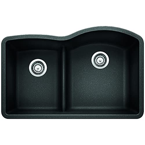 BLANCO, Anthracite 441598 DIAMOND SILGRANIT 40/60 Double Bowl Undermount Kitchen Sink with Low Divide, 32