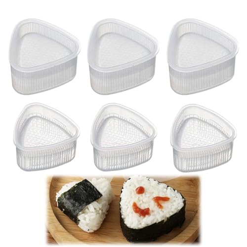 6PCS Onigiri Form, DIY-Reiskugelform Mit Reislöffel, Dreiecksform Sushi Förmchen Sushi Maker, In Einfachen Schritten Zum Perfekten Onigiri Sushi (3 Große Und 3 Kleine)