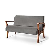 Namoradeira 2 Lugares Estofada em Madeira Maciça Cléo Cinza – Straub Web