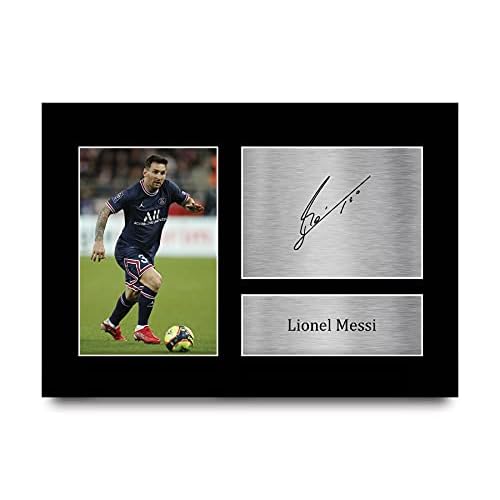 HWC Trading A4 Lionel Messi PSG Regalos Impresos Imagen De Autógrafo Firmado para Los Aficionados Al Fútbol Y Partidarios