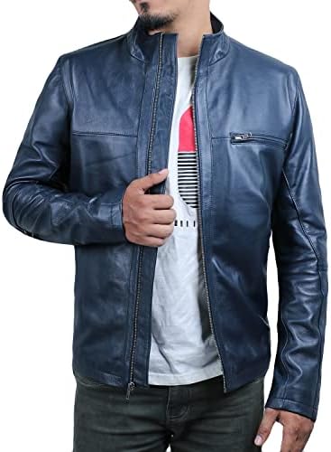 Laverapelle Men's Genuine Lambskin Leather Jacket (Navy Blue, 2XL, Polyester Lining) - 1501135