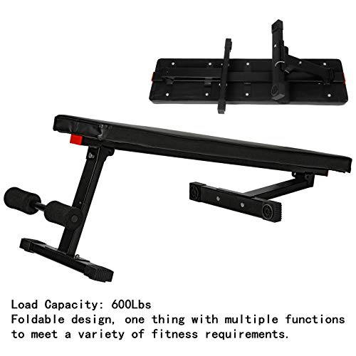 【3-7 Days Delivery】Flat Utility 600Lbs Foldable Capacity Weight Bench, 45'' Flat Bench Workout Utility Bench Capacity Sit Up Bench Weight Training and Abdominal Training Folding Bench Price Cut $8 (A)