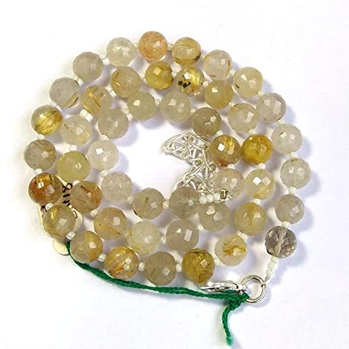 Quartz rutilé doré en fil de briolettes facettées 8 mm pour sublimer vos tenues du quotidien