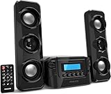 Philco Stereo Shelf Systems Compact CD Shelf System with Digital FM Stereo Radio, Bluetooth Wireless Technology, and Remote Control in Black | LCD Display | MP3 & AUX Port Compatible | USB Playback