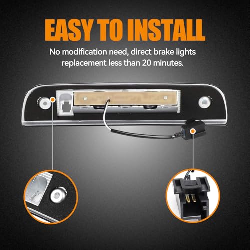 Image of Third 3rd Brake Light LED for 2007-2012 Dodge Nitro, High Mount Rear Brake Lights Assembly for 07-12 Dodge Nitro, Waterproof Center Cab Lamp Stop Light (Black)